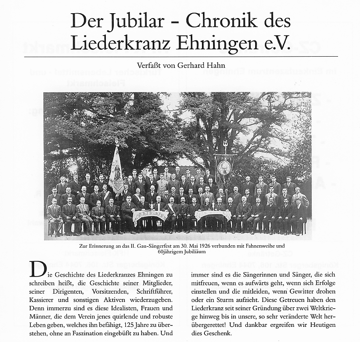 Liederkranz Ehningen, Chronik